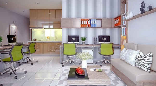 Thiết kế căn hộ officetel kết hợp phòng khách giúp tiết kiệm chi phí